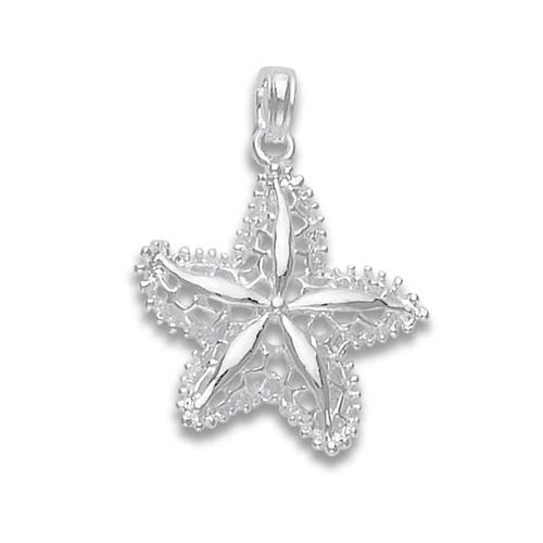 Sterling Silver Filigree Starfish Pendant 3/4in