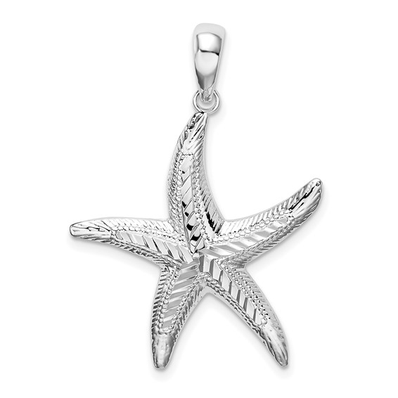 Sterling Silver 1in Textured Starfish Pendant