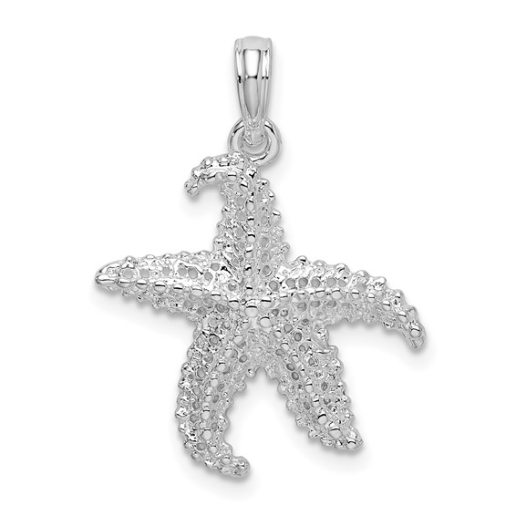 Sterling Silver 3/4in Curling Down Starfish Pendant
