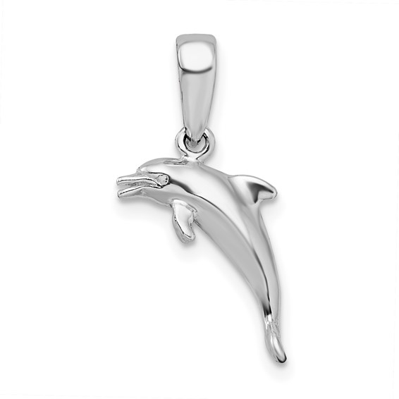 Sterling Silver 5/8in Jumping 3-D Dolphin Pendant