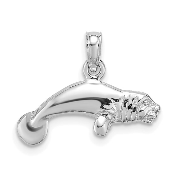 Sterling Silver Manatee Pendant 5/8in