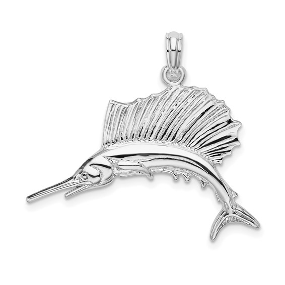Sterling Silver 3/4in Sailfish Pendant