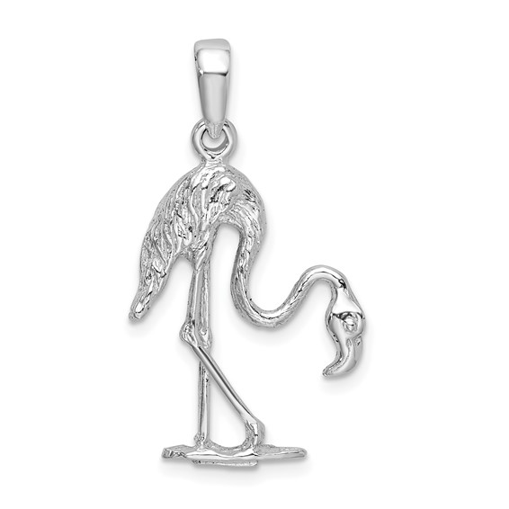 Sterling Silver 1in Flamingo Pendant