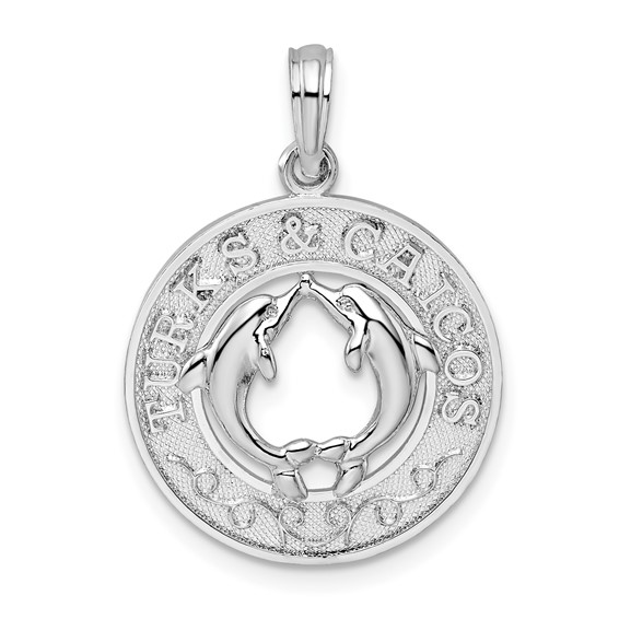 Sterling Silver 3/4in Turks and Caicos Dolphins Pendant