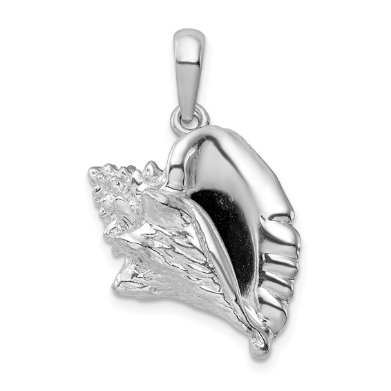 Sterling Silver 3-D Conch Shell Pendant 3/4in