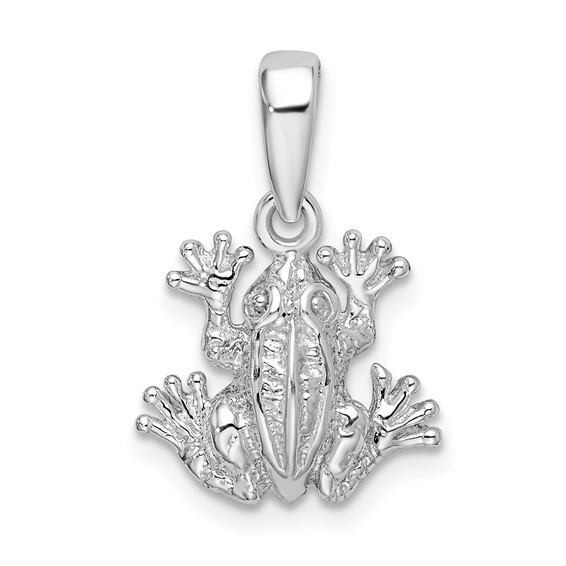 Sterling Silver 1/2in 3-D Frog Pendant 