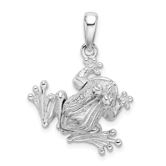 Sterling Silver 3-D Moveable Frog Pendant 15mm