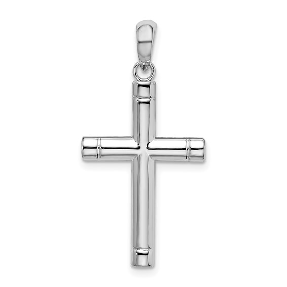 Sterling Silver 1 1/4in Cylindrical Cross Pendant