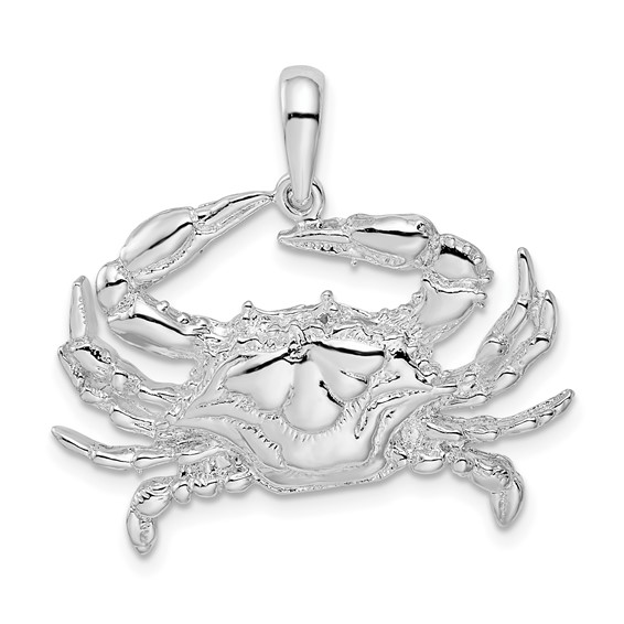 Sterling Silver Blue Crab Pendant