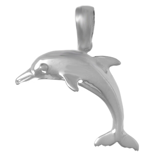 Sterling Silver 5/8in Dolphin Jumping Pendant