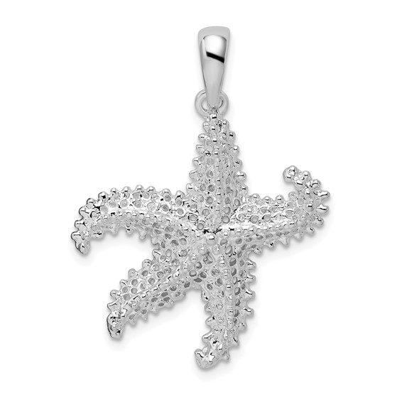 Sterling Silver 1in Dancing Textured Starfish Pendant