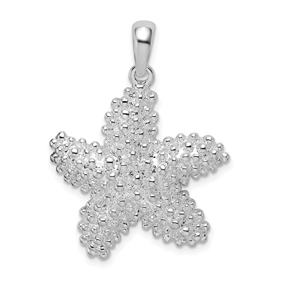 Sterling Silver 1in Beaded Puffy Starfish Pendant