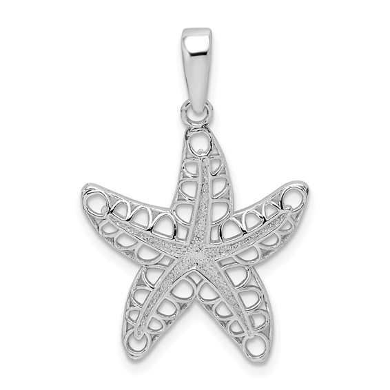 Sterling Silver 3/4in Cut-Out Starfish Pendant