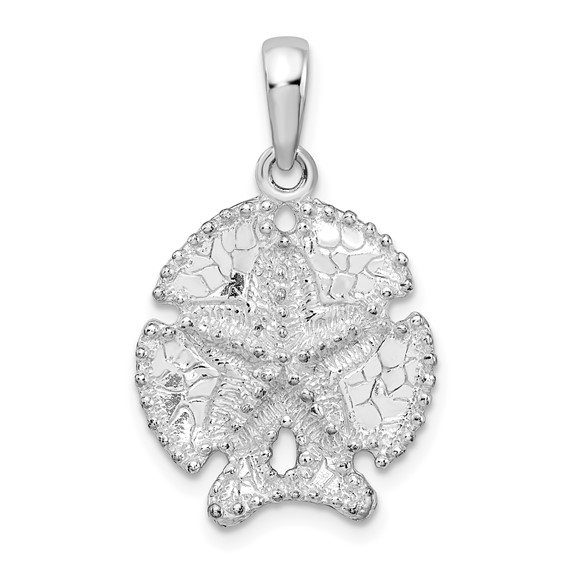 Sterling Silver 5/8in Sand Dollar with Starfish Pendant