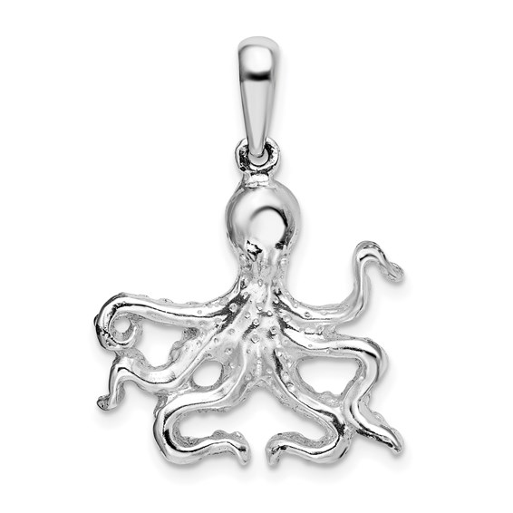 Sterling Silver 7/8in Wavy leg Octopus Pendant