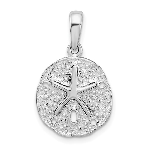 Sterling Silver 5/8in Sand Dollar Pendant with Dancing Starfish