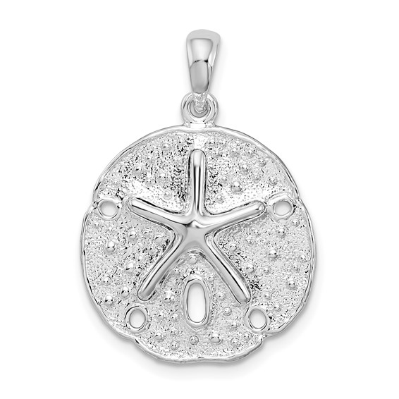 Sterling Silver 3/4in Sand Dollar Pendant with Dancing Starfish