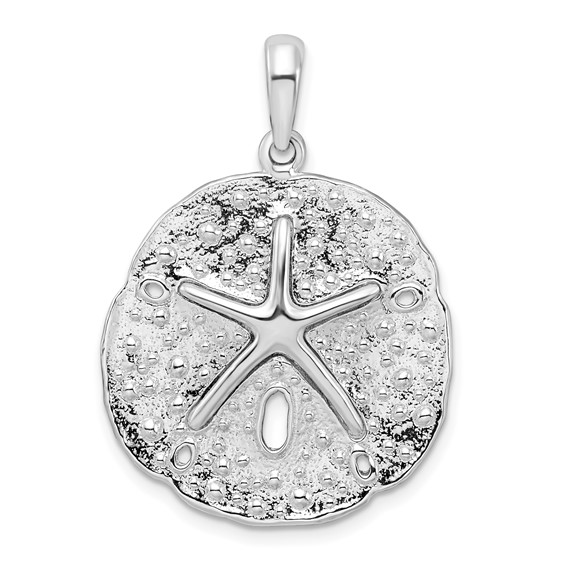 Sterling Silver 1in Sand Dollar Pendant with Starfish Center