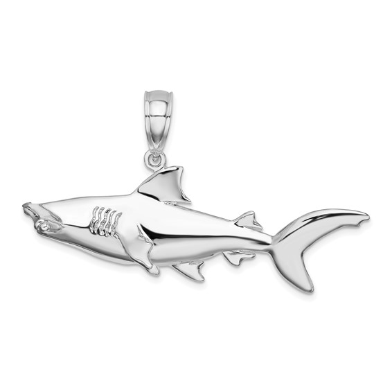 Sterling Silver 3-D 3/4in Hammerhead Shark Pendant 