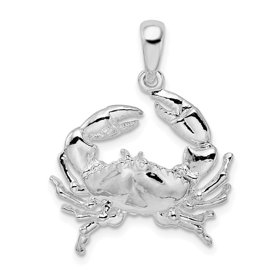 Sterling Silver 1in 2-D Stone Crab Pendant