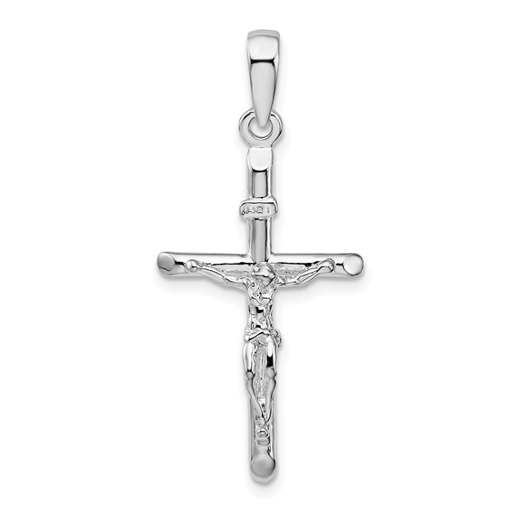 Sterling Silver 7/8in Stick Crucifix Pendant 