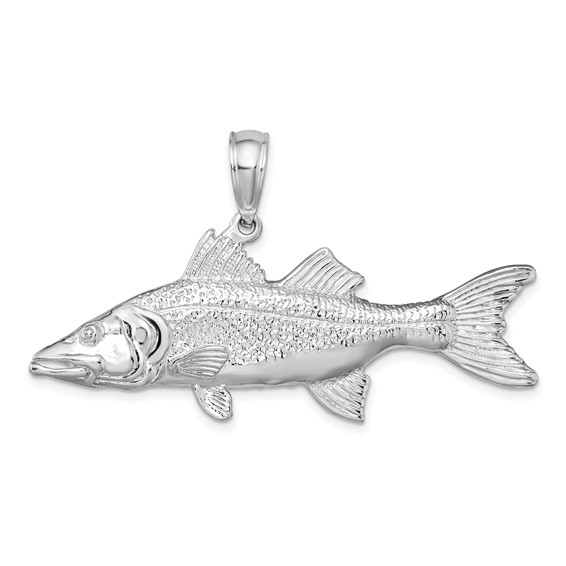 Sterling Silver 3/4in 3-D Snook Fish Pendant