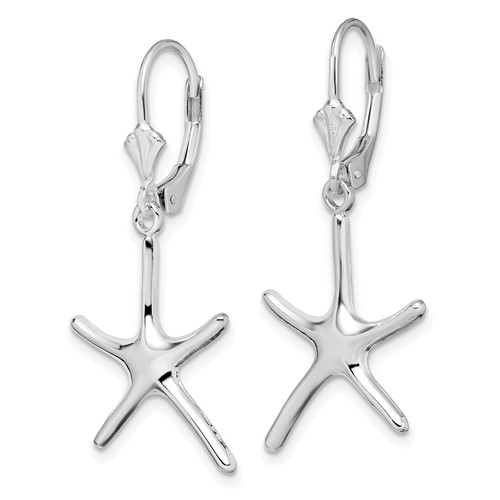 Sterling Silver Skinny Starfish Leverback Earrings
