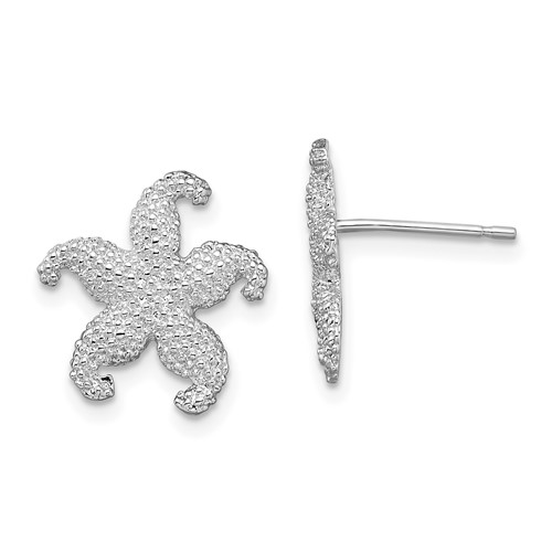 Sterling Silver 5/16in Beaded Starfish Post Earrings
