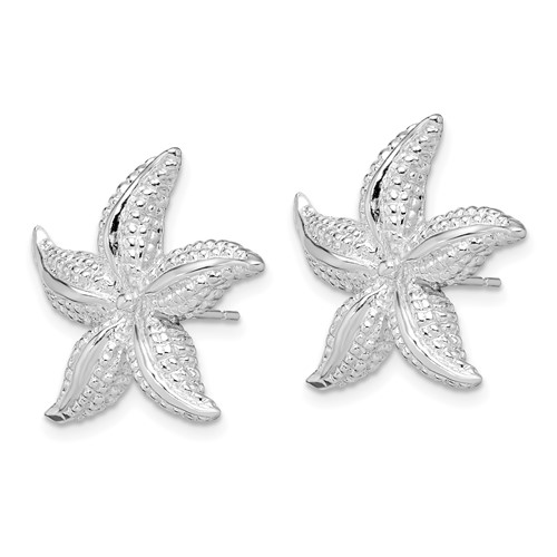 Sterling Silver 5/8in 2-D Textured Starfish Post Earrings