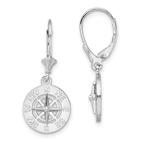 Sterling Silver Mini Compass Leverback Earrings
