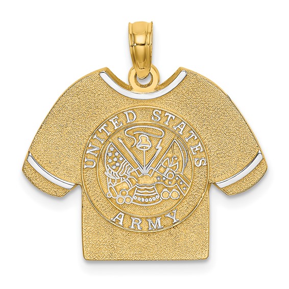 14k Yellow Gold 3/4in U.S. Army T-Shirt Pendant