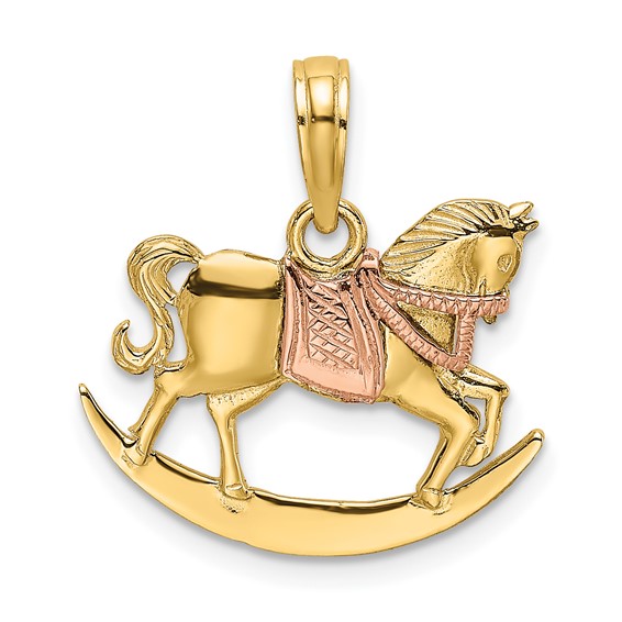 14k Yellow Gold Rocking Horse Pendant with Rose Gold Saddle