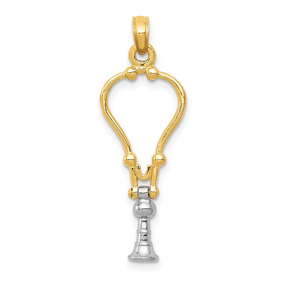 14k Two-tone Gold Stethoscope Pendant