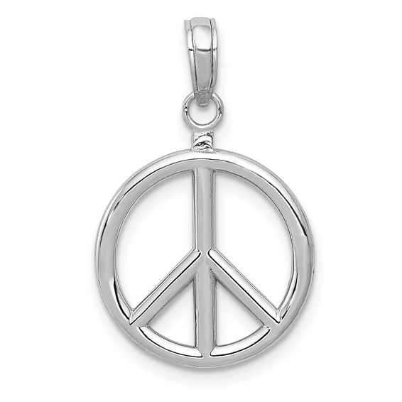 14k White Gold Small Peace Sign Pendant