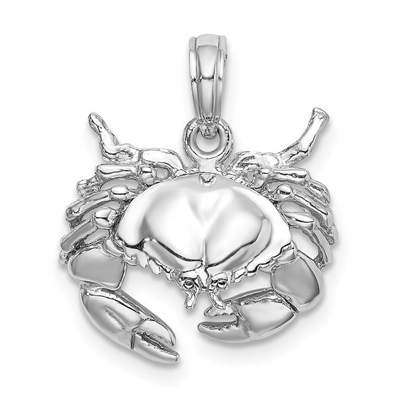14k White Gold Small Stone Crab Pendant