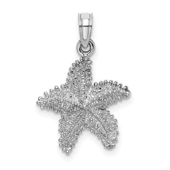 14kt White Gold 5/8in Textured Starfish Pendant