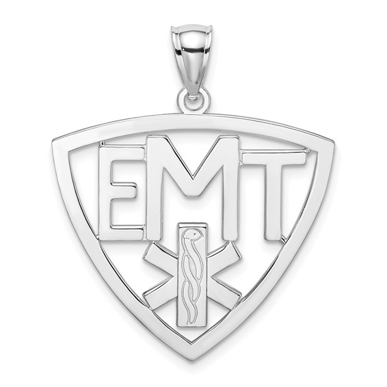 14k White Gold 1in EMT Logo Pendant
