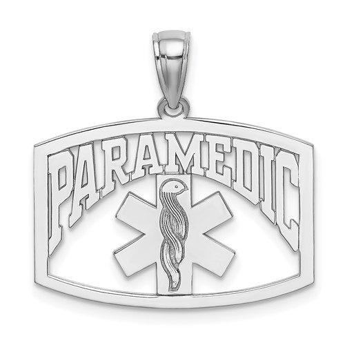 14k White Gold Paramedic Caduceus Pendant