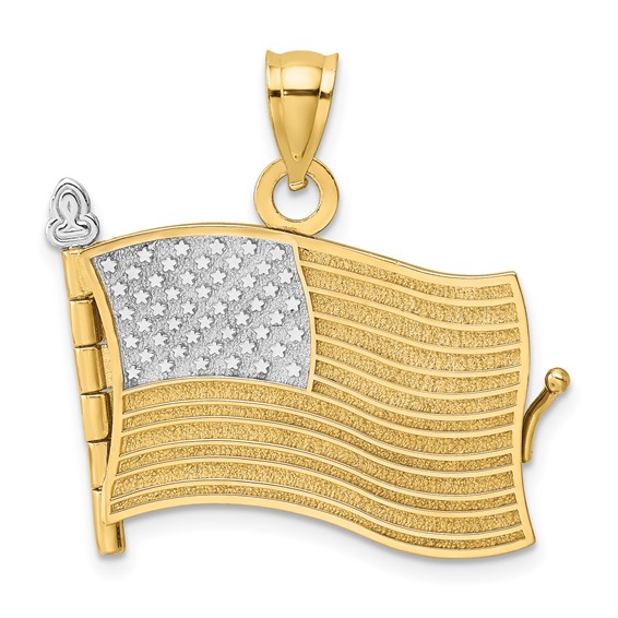 14k Two-tone Gold American Flag Pledge of Allegiance Pendant
