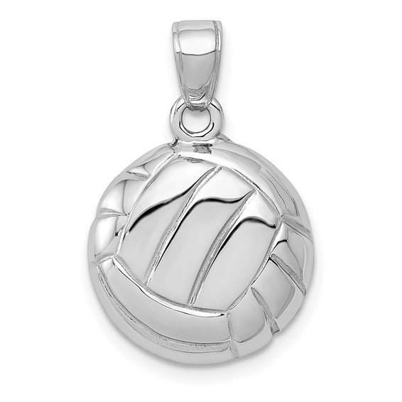 14k White Gold Volleyball Pendant 5/8in