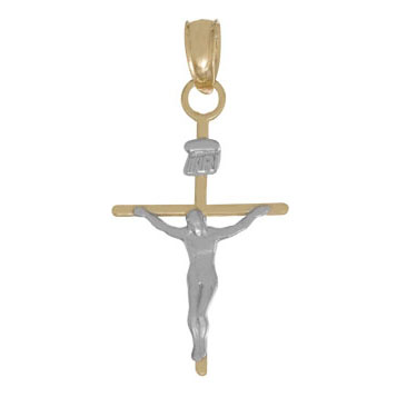 21mm 14kt Two-Tone Gold Crucifix Pendant