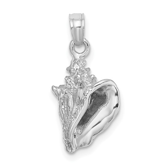 14kt White Gold 5/8in 3-D Conch Shell Pendant  