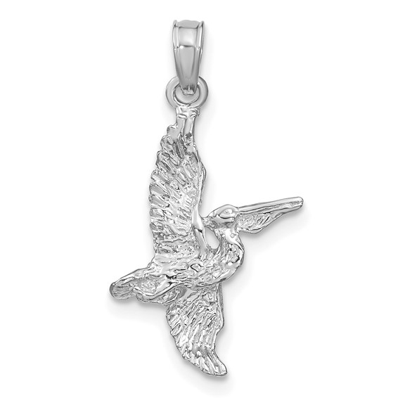 14kt White Gold 7/8in Flying Pelican Pendant