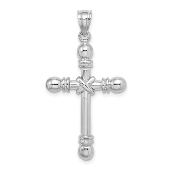 14kt White Gold 1in Cylinder Cross Pendant
