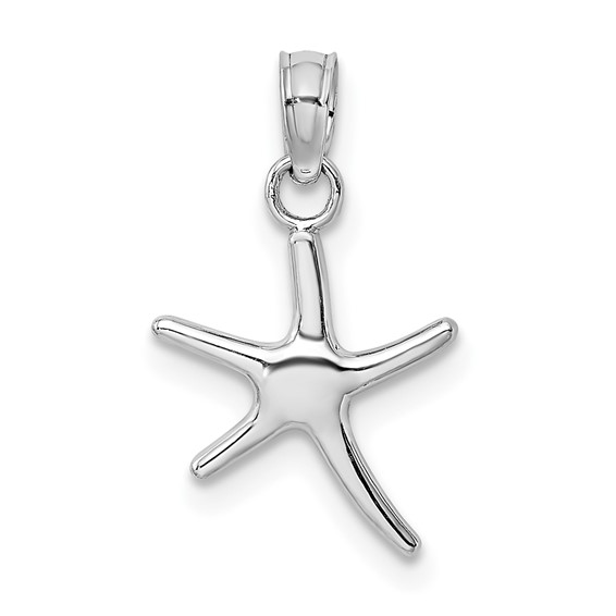 14kt White Gold 1/2in Small Starfish Pendant  