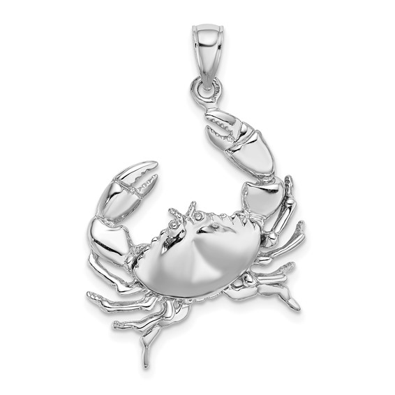 14kt White Gold 1 1/4in Stone Crab Pendant  