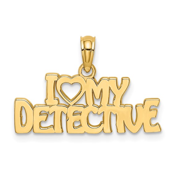 14k Yellow Gold I Love My Detective Pendant