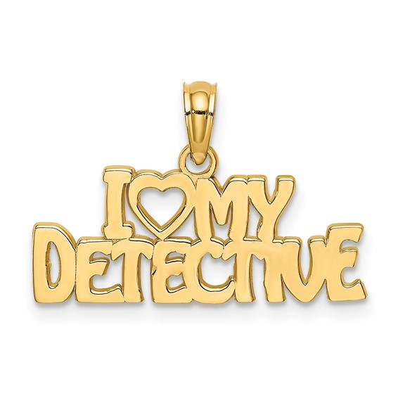 14k Yellow Gold I Love My Detective Pendant