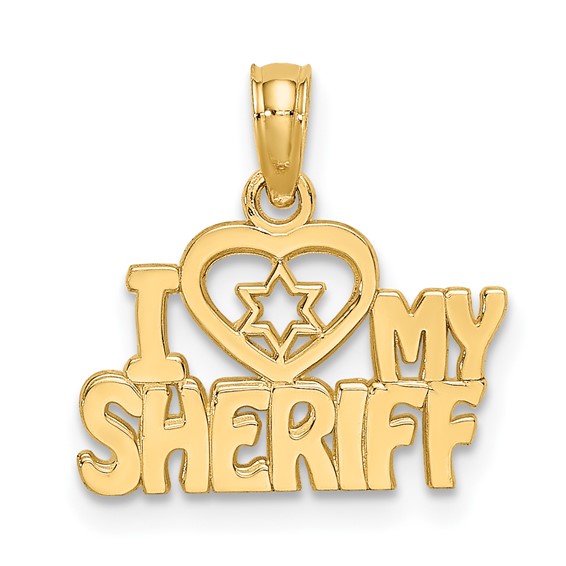 14k Yellow Gold I Love My Sheriff Pendant