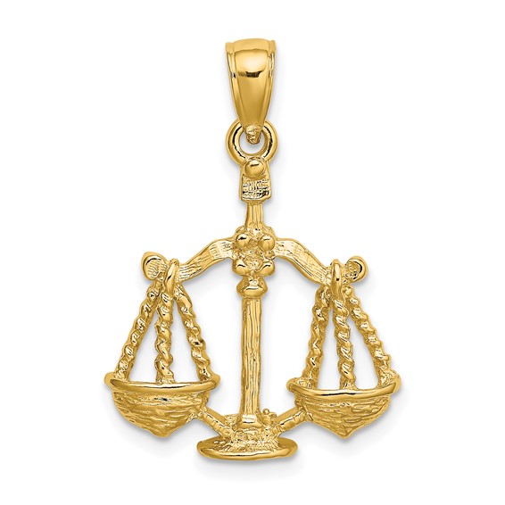 14k Yellow Gold Libra Pendant 3/4in